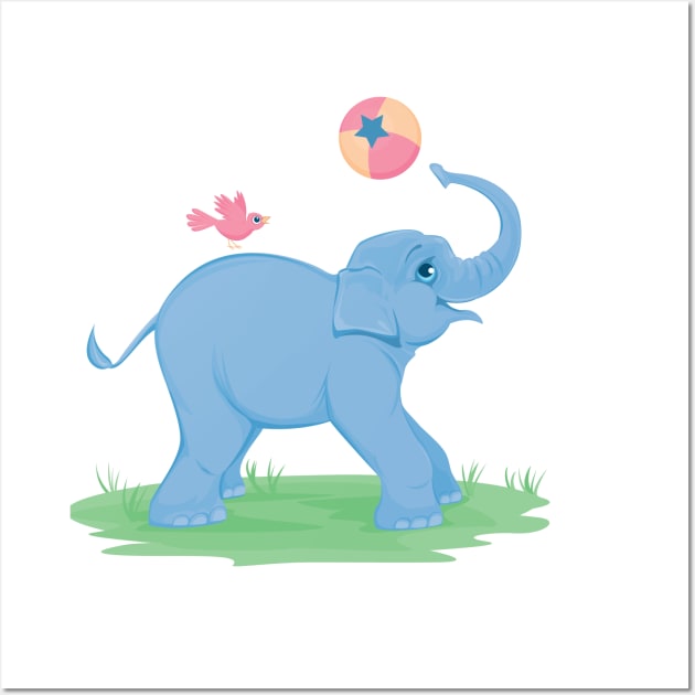 Playful Baby Elephant Wall Art by lauran